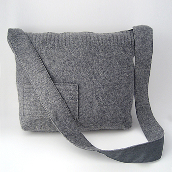 gray wool felted sweater messenger bag